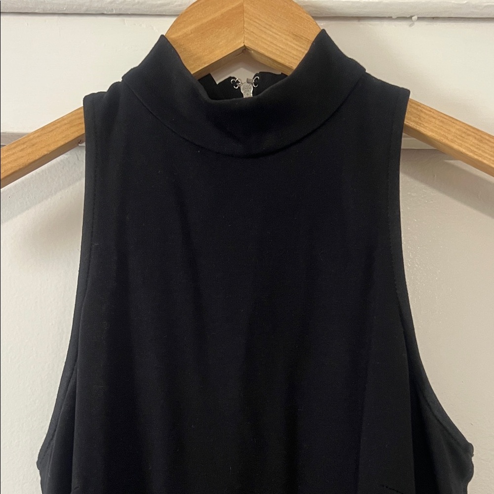 Bebe Black Asymmetrical Body Con Mock Neck Sleeveless Dress XS - Picture 4 of 6